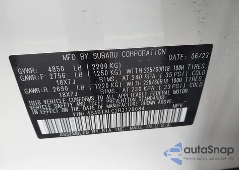 2024 Subaru Outback Onyx Edition from USA, damaged, VIN 4S4BTALC2R3129084